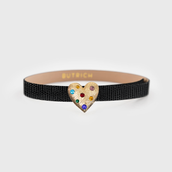 HEBILLA | CORAZON CRISTALES DORADO
