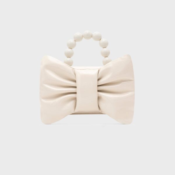 NAILA BEADED BOW BAG HUESO
